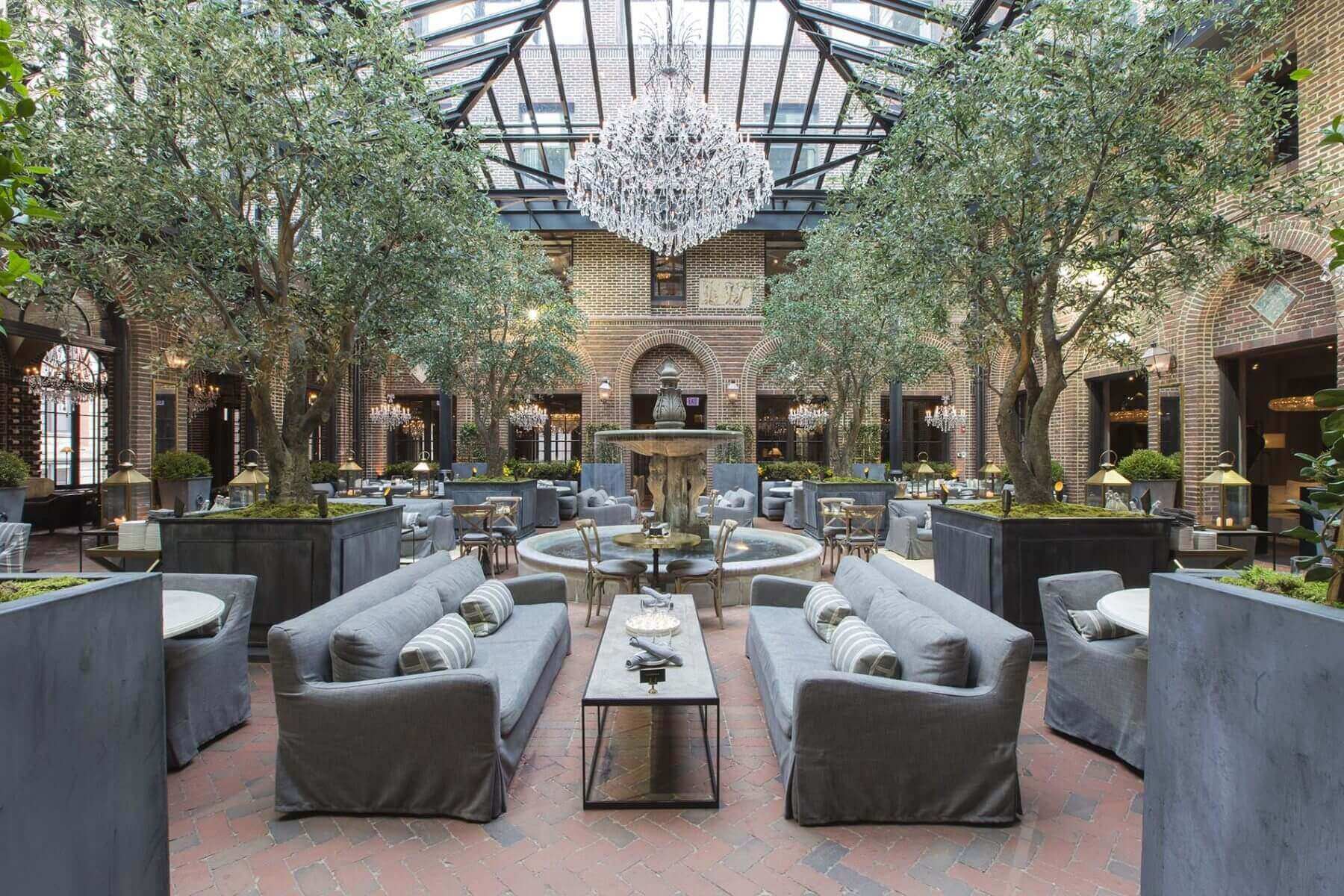 Fabricated Mediterranean Olive Trees at RH Chicago 3 Arts Club Cafe 5