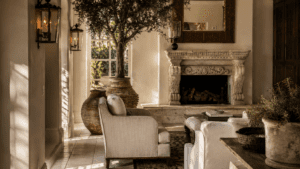 Sunlit Mediterranean-style living room