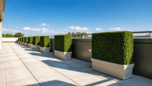 Corridors, elevator landings, and transitional spaces