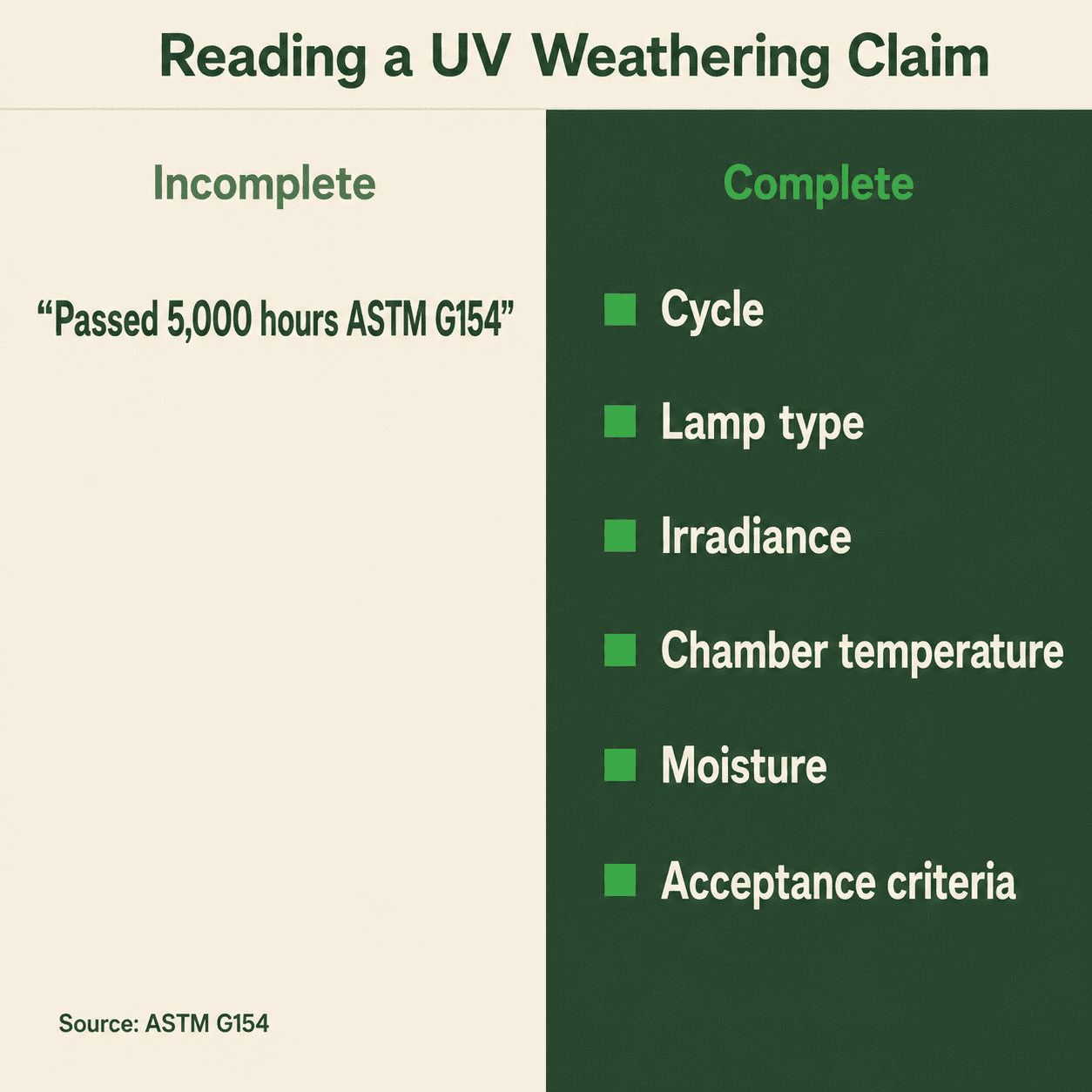 Incomplete Versus Complete UV Weathering Claim (1) Incomplete Versus Complete UV Weathering Claim (1)